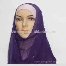 Produtos em estoque 100% seda crepe GGT beading lenço hijab